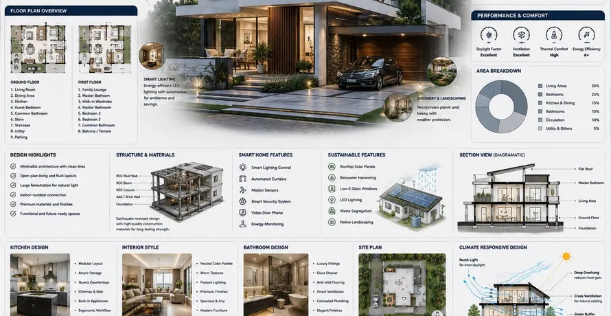Modern House Architectural Infographic Prompt