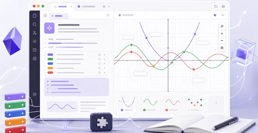 Obsidian Desmos 教程：在笔记里画函数图