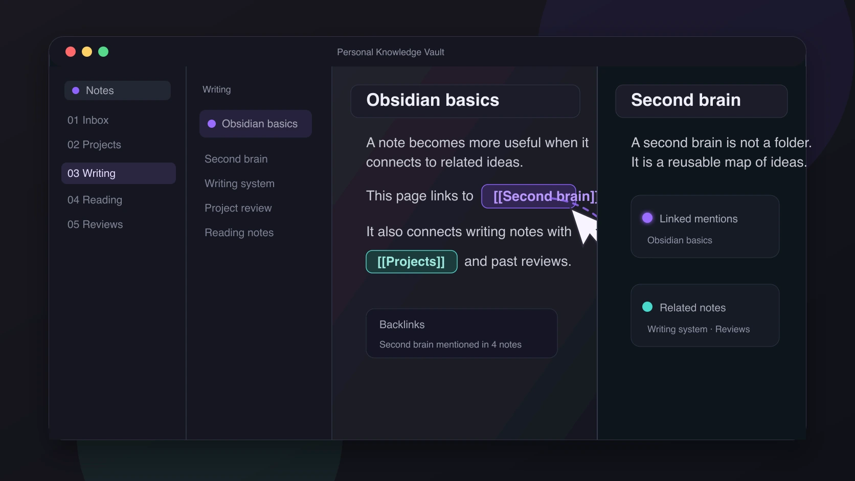 Obsidian note link example